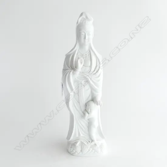 CHINESE BLANC DE CHINE KWAN YIN (finger missing) H.350mm.