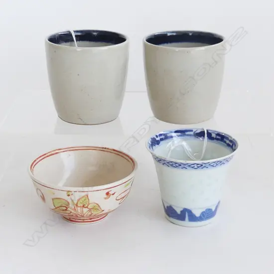 4 ASST CHINESE TEA CUPS