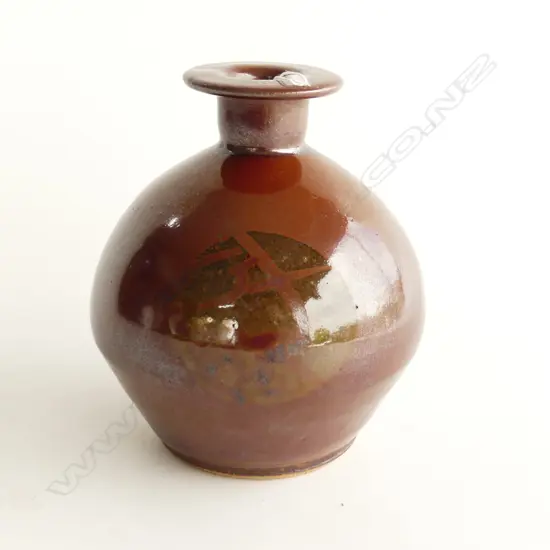 JAPANESE MASHIKO WARE OVOID VASE, TENMOKU GLAZE, H. 210mm