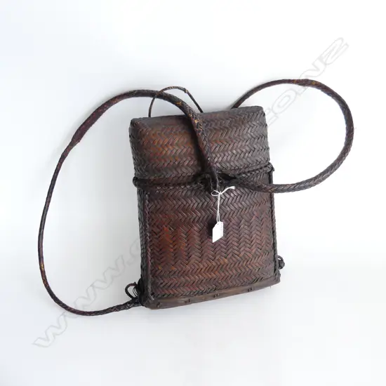 INDONESIAN RATTAN BACKPACK, late 20thc