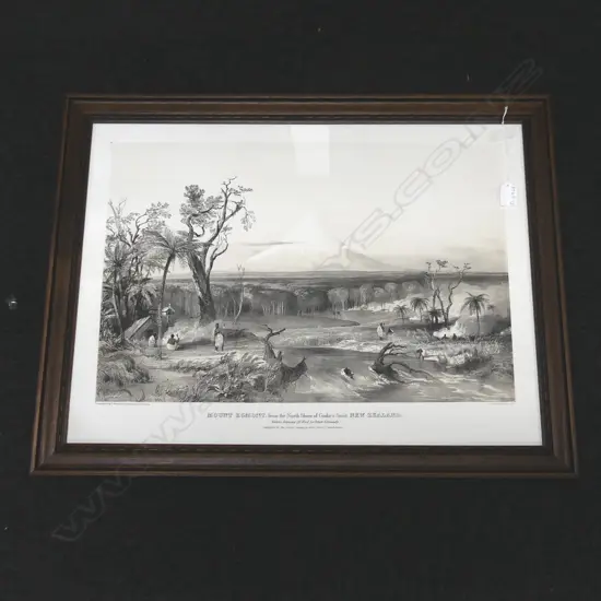 CHARLES HEAPHY 'MOUNT EGMONT FROM THE NORTH SHORE OF COOKS STRAIT NEW ZEALAND. LITHOGRAPH, 470X640mm