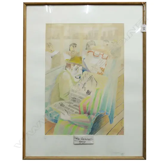 JILL CARTER-HANSEN 'OLD WAIHEKE FERRY' PENCIL ON PAPER 530x365mm + BIZ DEMPSTER 'ZEBRAS CROSSING' A/P 1982 330x290mm