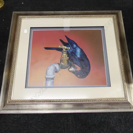 PATRICK GIBBON 'THE RAVEN TAKES A DRINK' ACRYLIC ON CANVAS, 2014 490x590mm