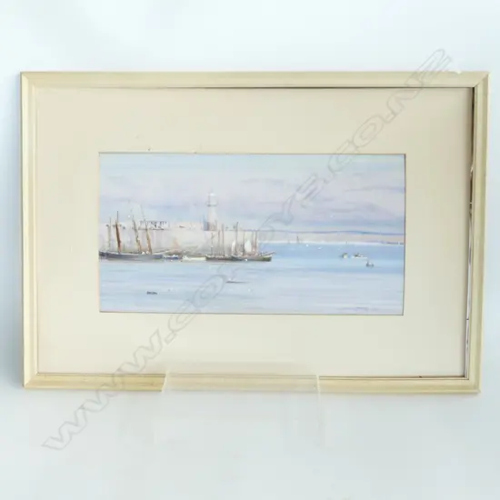 Charles Sim MOTTRAM (act.1876-1919) watercolour harbour scene signed & dated 1903 250 x 480mm