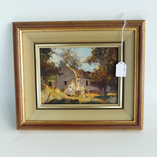 ERROL BOYLEY (S.A. 1918-2007), RURAL OUTBUILDING, OIL ON BOARD, 135x185mm