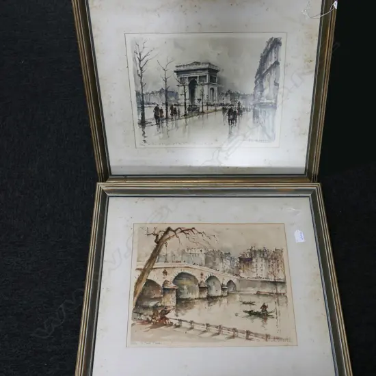 PAIR OF FRENCH WATERCOLOURS BY H WROBEL FOXING  420 X 320