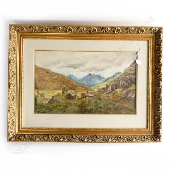 ARTIST UNKNOWN, HIGHLAND LANDSCAPE W/C, 385x630mm LG GILT FRAME