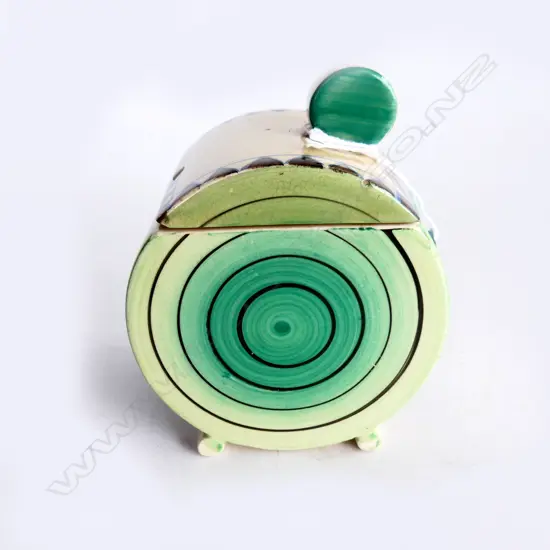 DECO SUGARBOWL, CLARICE CLIFF?, UNSIGNED SAMPLE?