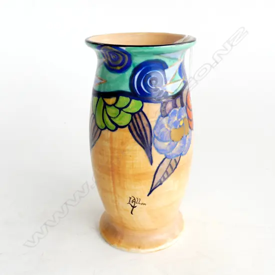 ROYAL STAFFORDSHIRE 'CAMELIA' TAHITI VASE SIGNED L. ALLEN H.155mm (hairline crack)