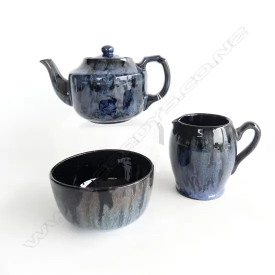 ALLAN COLLINS 3PC STUDIO POTTERY TEA SET H100MM