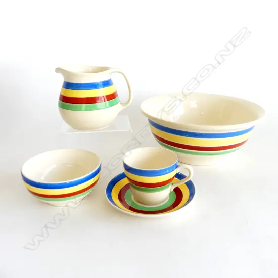 4PCS C/LYNN FIESTA WARE 2 BOWLS LARGEST 270MM JUG 120H & C/S