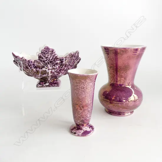 3PCS TITIAN MARBILIZED ROUGE VASE H190MM 140MM &120MM