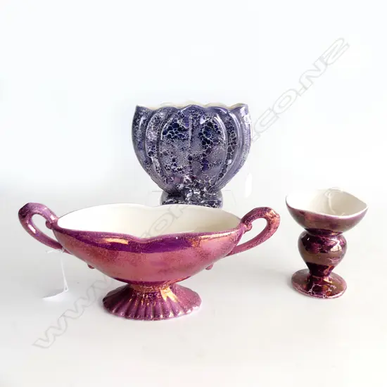 3PCS TITIAN STUDIO POTTERY MARBILIZED ROUGE VASES 150MM 130MM &120mm