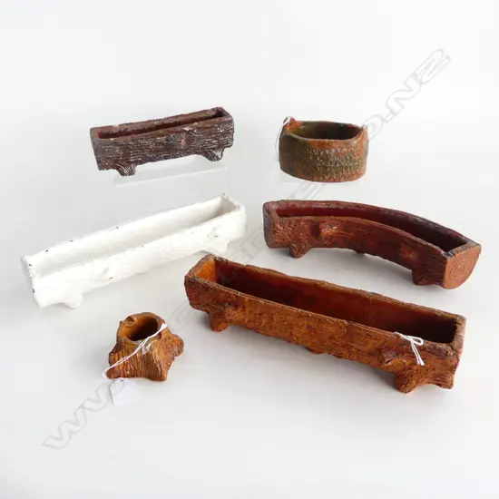 4PCS CRUMB BRICK POTTERY LOG VASES LONGEST 300MM BASKET VASE L130MM & ASHTRAY