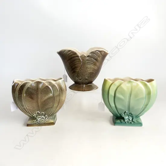 3 TITIAN STUDIO CHINA VASES TALLEST170MM