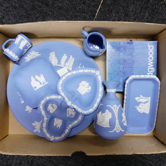 LOT OF BLUE JASPER WEDGWOOD CHINA 9PCS