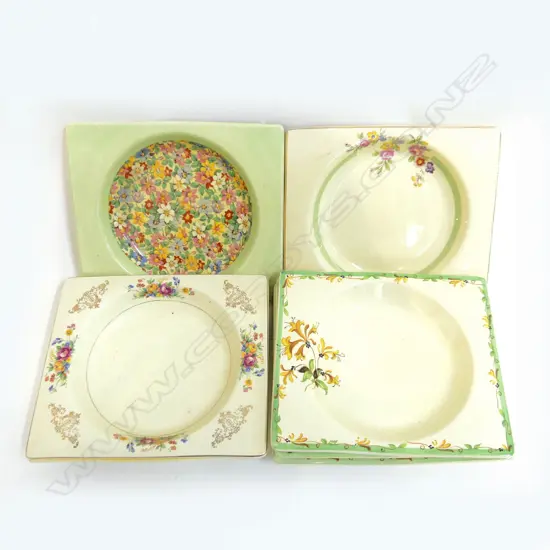 6 DECO DESSERT BOWLS, FLORAL DESGN, 'THE BIARRITZ' ROYAL STAFFORDSHIRE