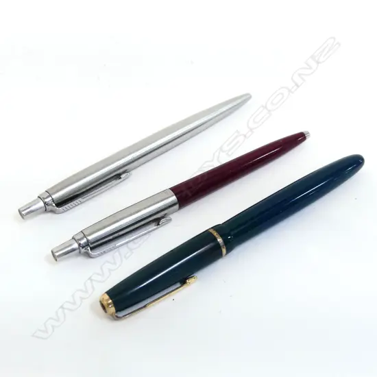 3 PARKER PENS; 14K NIB + 2 BALL POINT