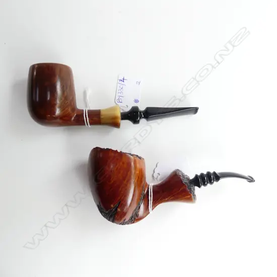 2 PIPES; GEORG JENSEN 'GIGANT DE LUXE' & ERIK NORDING FREE HAND PIPE, DENMARK L.160mm