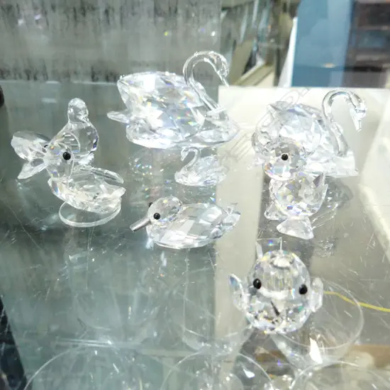 8 SWAROVSKI CRYSTAL BIRDS; 3 DUCKS, 3 SWANS, DOVE, SPARROW - ALL IN ORIG. BOXES