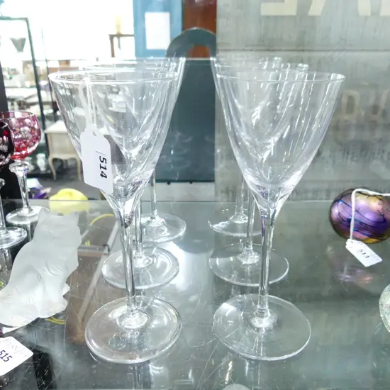 SET OF 6 FRENCH SEVRES CRYSTAL WINE GLASSES, ETCHED STAMP TO BASE, H. 195MM