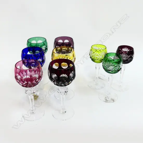 9 HARLEQUIN LIQUEUR GLASSES (6+3) H.125mm