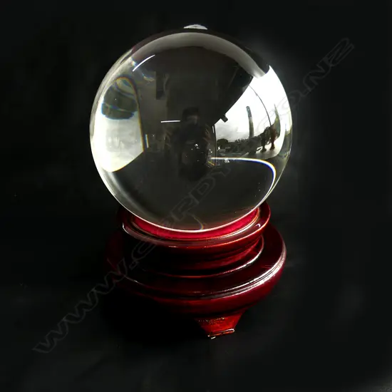 GYPSY FORTUNE TELLING BALL ON REVOLVING WOODEN STAND