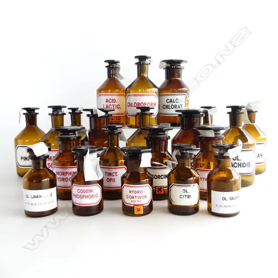 21 GERMAN CHEMIST BOTTLES H.140mm