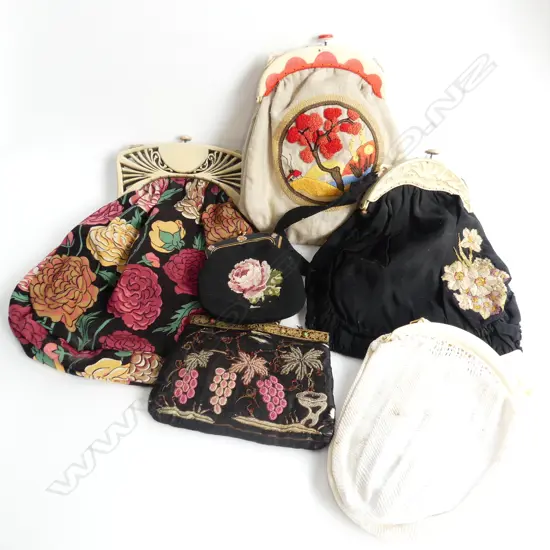 5 VINTAGE FABRIC PURSES