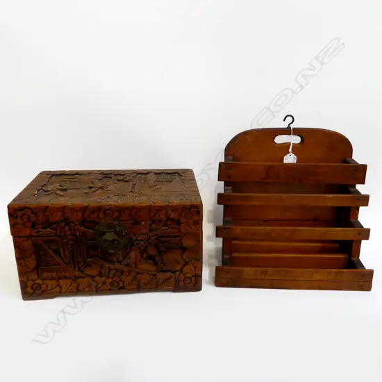 SMALL CAMPHOR BOX W.305mm + WOODEN LETTER HOLDER H.260mm