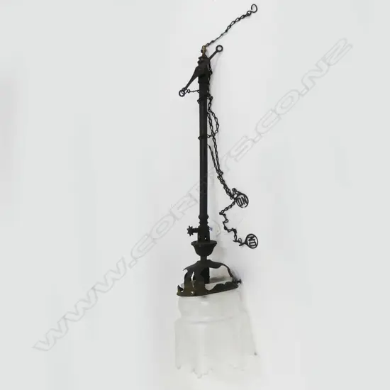 ANTIQUE LIGHT FITTING w. 'ON' PULLS H.500mm