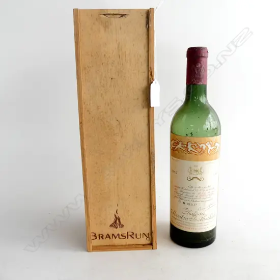 EMPTY WINE BOTTLE; CHATEAU MOUTON ROTHSCHILD 1973 LABEL BY PICASSO H.300mm, BOXED