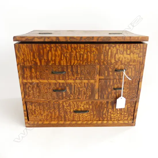 30’S JAPANESE SEWING BOX BURR MULBERRY