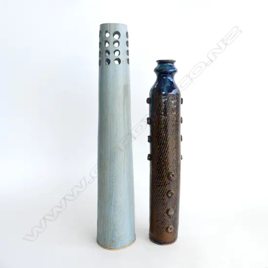 2 TALL STUDIO POTTERY VASES H.540 / 465mm