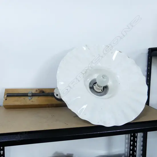 VINTAGE STREET LIGHT 430mm dia MOUNTED ON TIMBER L.550mm