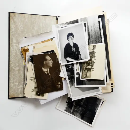 COLLECTION OF VINTAGE B/W PHOTOS, POSTCARDS ETC