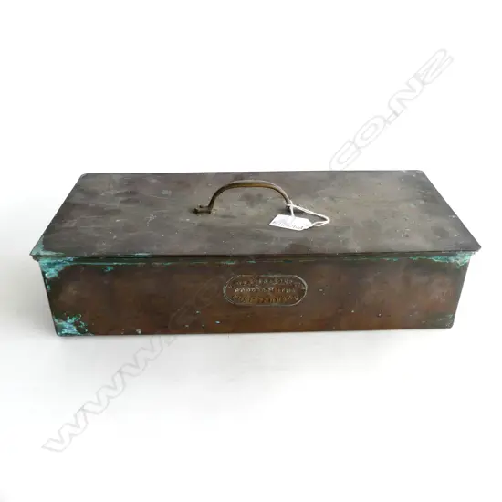 VINTAGE COPPER BOX; J. MERCER & SONS Ltd COPPERSMITHS CHRISTCHURCH 370x165x120mm