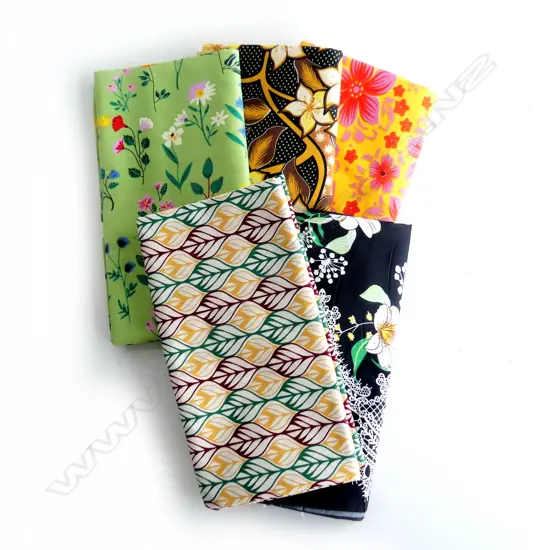 5 NEW INDONESIAN BATIK COTTON SARONGS 1000 X 1700MM