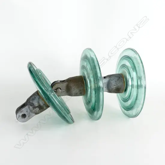 VINTAGE INDUSTRIAL ELECTRICITY ISOLATOR  3 glass discs Dia.255mm w metal fittings