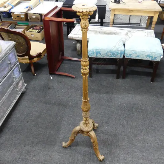 GILDED CARVED WOODEN TORCHIERE H.1460mm