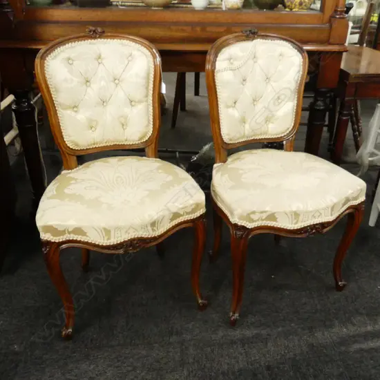 PR FRENCH STYLE UPHOLSTERED DINING CHAIRS + STOOL
