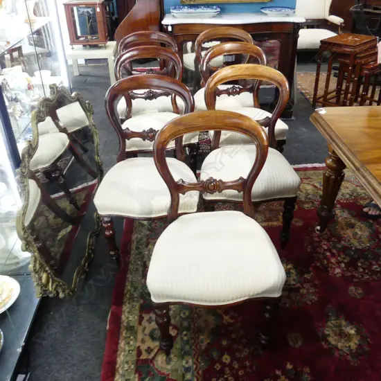 8 VICTORIAN BALLOON BACK DINING CHAIRS