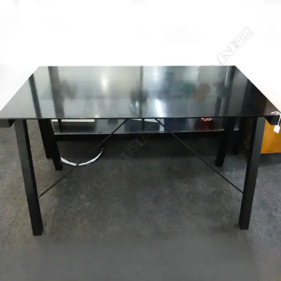MODERN BLACK GLASS TOP DESK