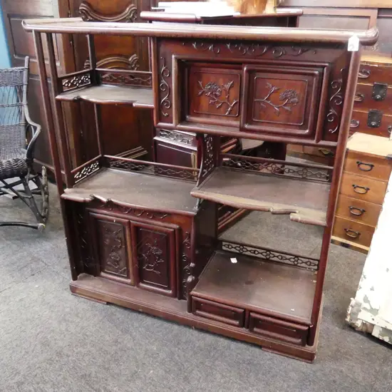 SOLID 1960’S ASIATIC ROSEWOOD DISPLAY CABINET
