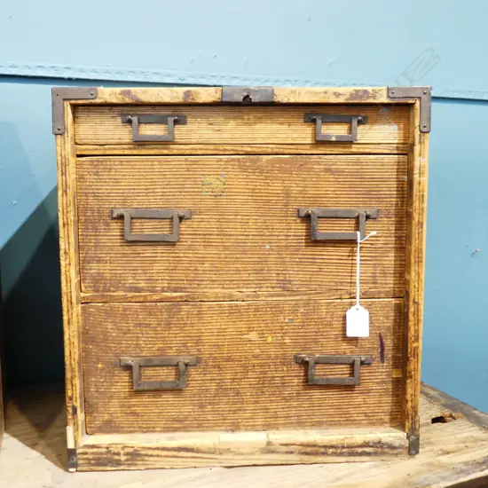 OLD JAPANESE CABINET 3 drawers. H.420mm.