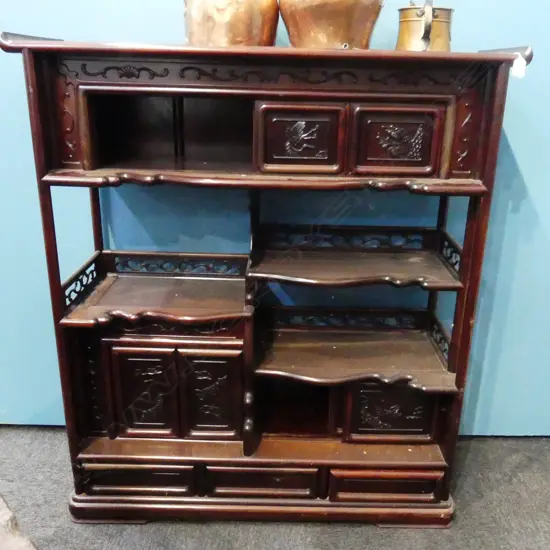 SOLID 1960’S ASIATIC ROSEWOOD DISPLAY CABINET