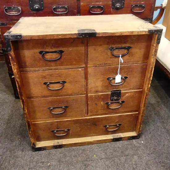 OLD c1900 JAPANESE CABINET 7 drawers. H.565mm.