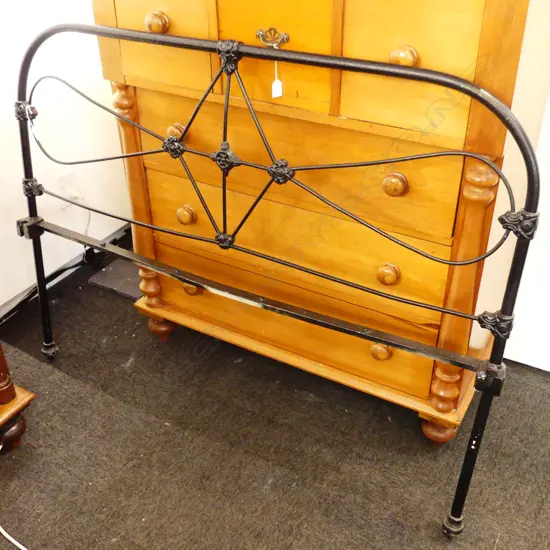 ANTIQUE BLACK METAL BED END W.1370mm
