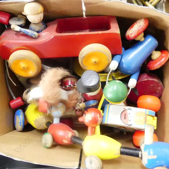 BOX LOT VINTAGE CHILDRENS WOODEN TOYS