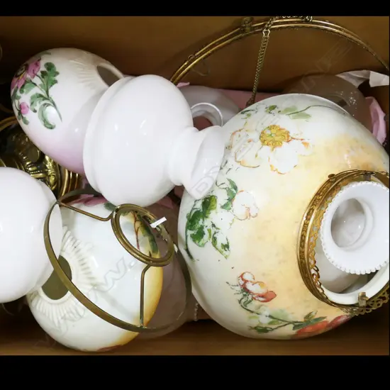 BOX LOT ASST. KEROSENE LAMP PARTS